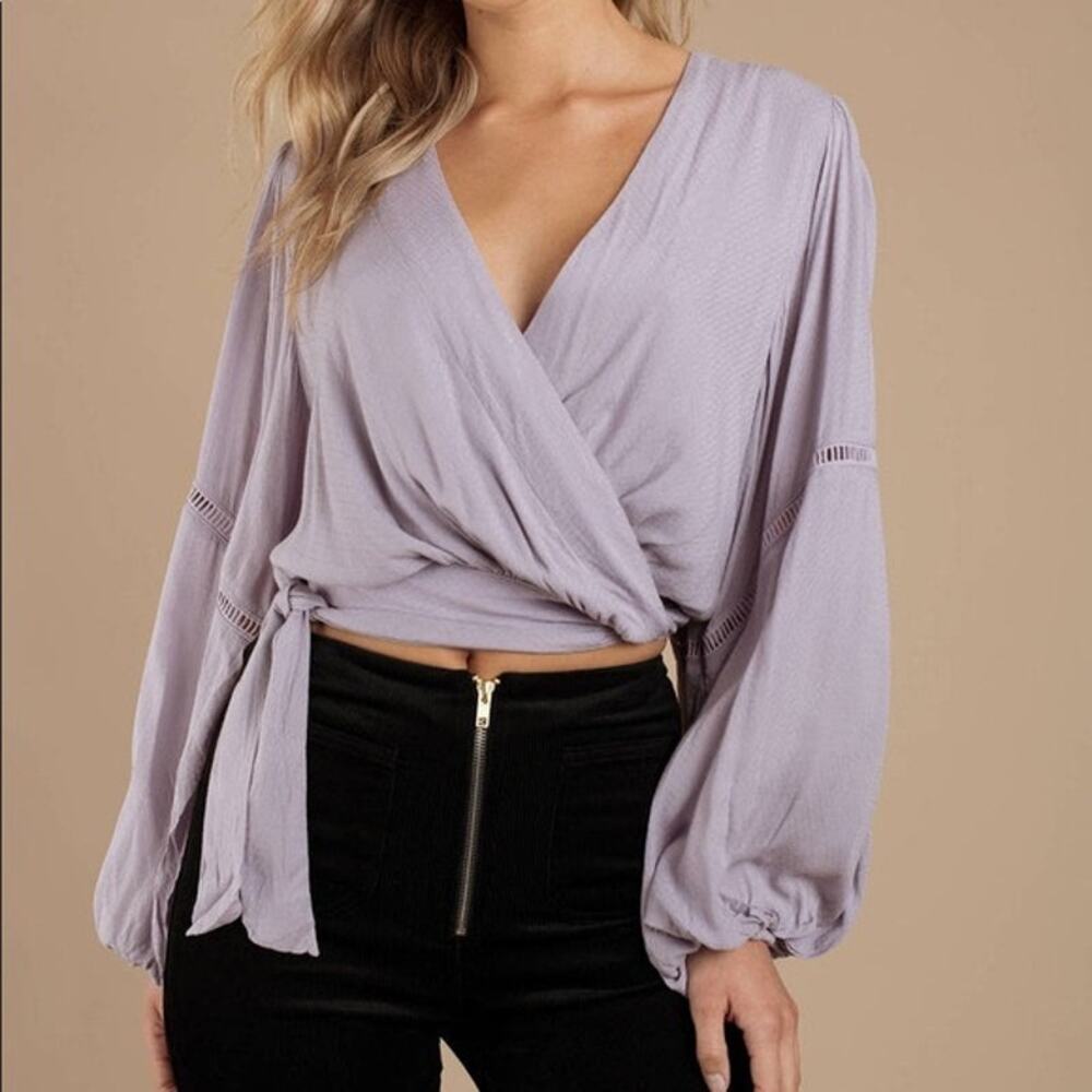NWT Free People Dream Girl Crop Wrap Blouse Lavender Purple Medium Boho Coastal